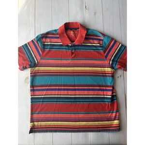 Y2K Club Room Mens Polo Shirt XL Striped Multicolored Preppy Country Club 0639